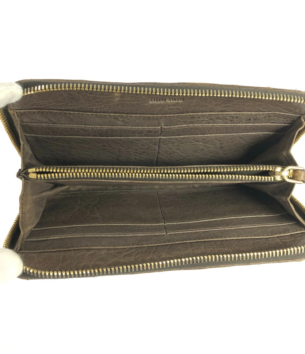 Miu Miu Wallet Patchwork Long Zip Studs Round